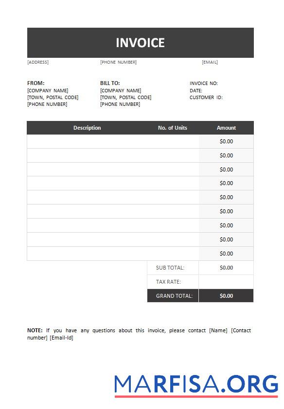 Downloadable Free Invoice Example template in word and pdf format